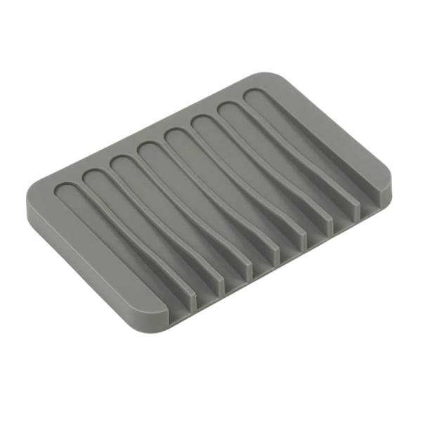 Silikon tvålkopp 11,5x8x1 cm självdränerande halkfri tvålhållare multifunktionell badrumsorganisatör grå