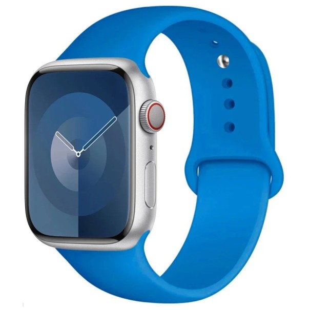 Silikonarmband für Apple Watch Series 9 8 7 6 5 4 3 SE Ultra 2 49 mm – 42 – 44 – 45 mm S-M Wasserdichtes flexibles Armband aus weichem Gummi für bequemes Tragen im Alltag blau