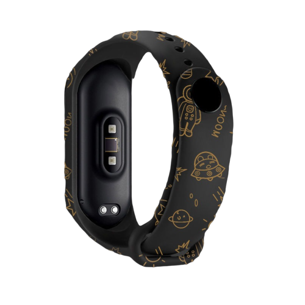 Silikonarmband für Xiaomi Mi Band 3 / 4 mit Weltraummotiv schwarz