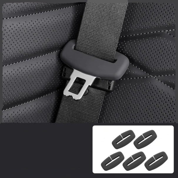 Silikonbescherming voor de veiligheidsgordelsluiting in de auto 5 stuks 7,8 x 3,8 cm bescherming tegen krassen van het interieur van de auto zwart
