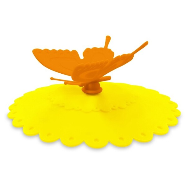 Silikondeckel für einen Becher mit Schmetterling gelb 2
