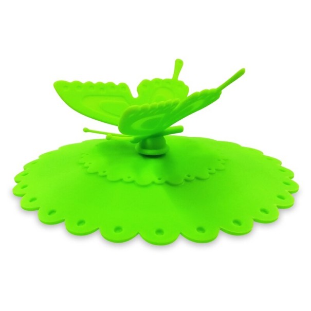 Silikondeckel für einen Becher mit Schmetterling grün 1