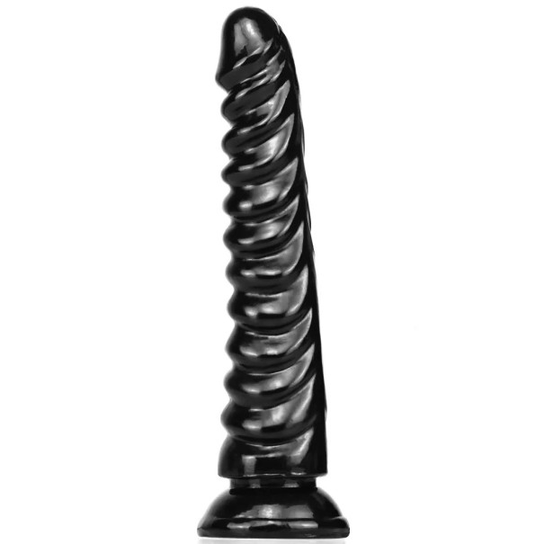 Silikondildo mit Rillen, 22 x 4 cm, mit Saugnapf für freihändige Verwendung, diskrete Verpackung für Ihren Komfort und Ihre Privatsphäre. schwarz