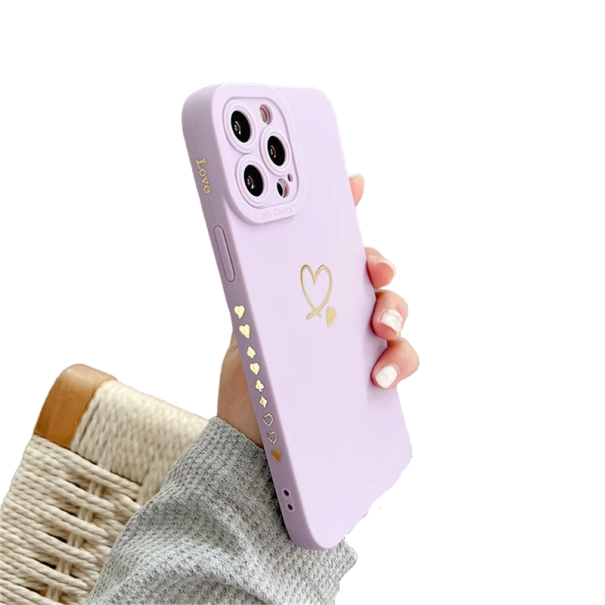 Silikone cover med hjerte til iPhone 15 lilla