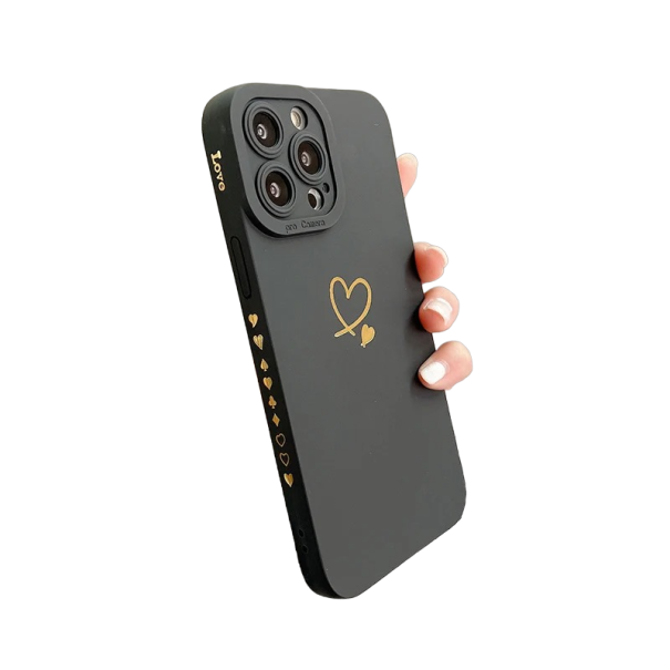 Silikone cover med hjerte til iPhone 15 Plus sort