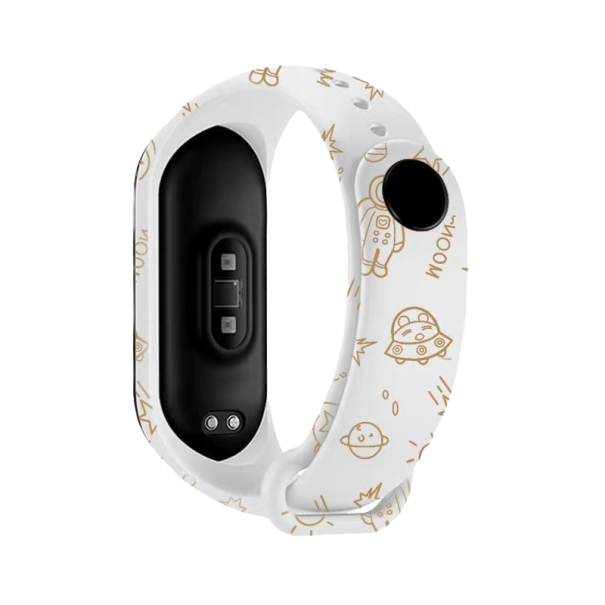 Silikone rem til Xiaomi Mi Band 5/6 med rummotiv hvid