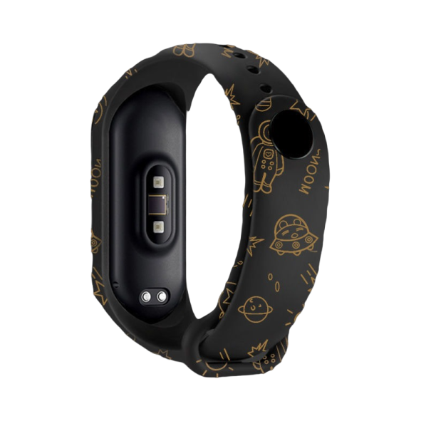 Silikone rem til Xiaomi Mi Band 5/6 med rummotiv sort
