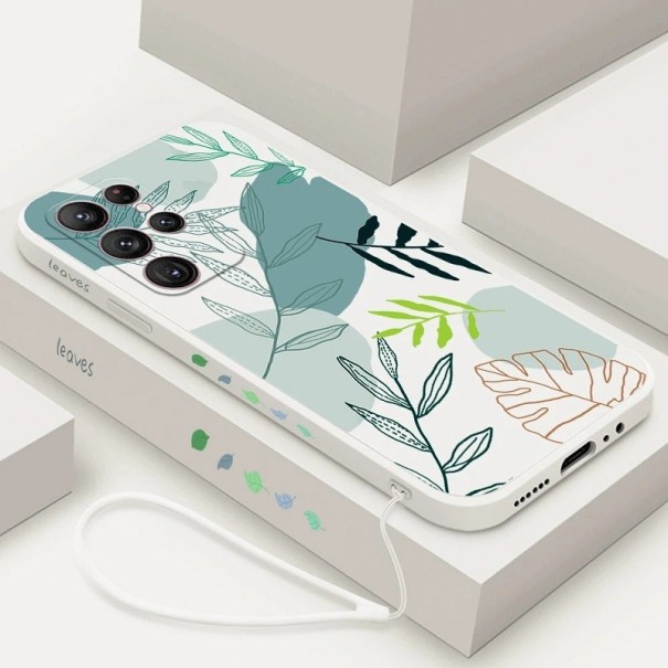 Silikonecover med bladmotiv til Samsung Galaxy S20 FE 2022, hvid 1