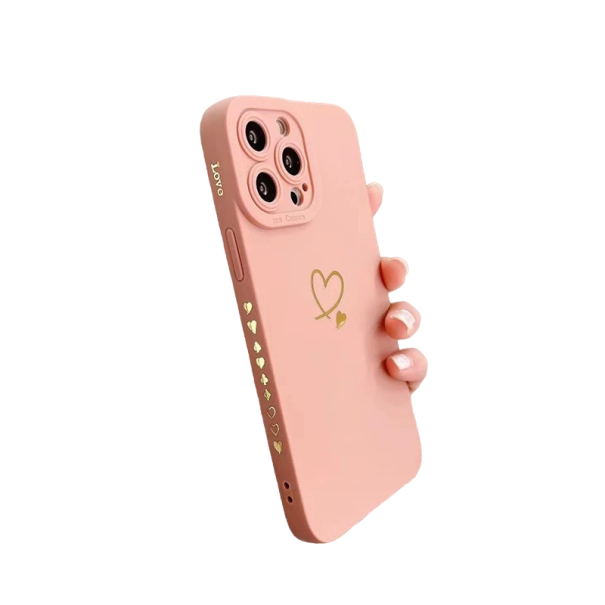 Silikonecover med linsebeskyttelse og hjertemotiv til Samsung Galaxy S22 Ultra rosa