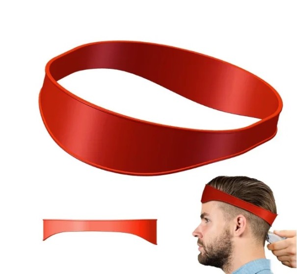Silikonenen gebogen haarband voor het knippen van haar Fade Low Taper Fade DIY hulpmiddel voor precieze lijnen en haartrimmen rood