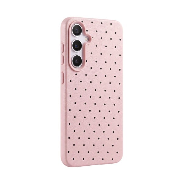Silikonenkap voor Samsung Galaxy S24 Ultra met stippenpatroon Gestructureerd oppervlak Camera bescherming Silikonencase voor mobiel met print roze
