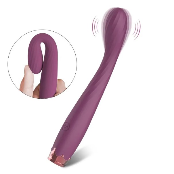 Silikonevibrator 17,5x2 cm med realistisk hoved og fleksibel krop med 10 vibrationstilstande og USB-opladning, diskret emballage lilla