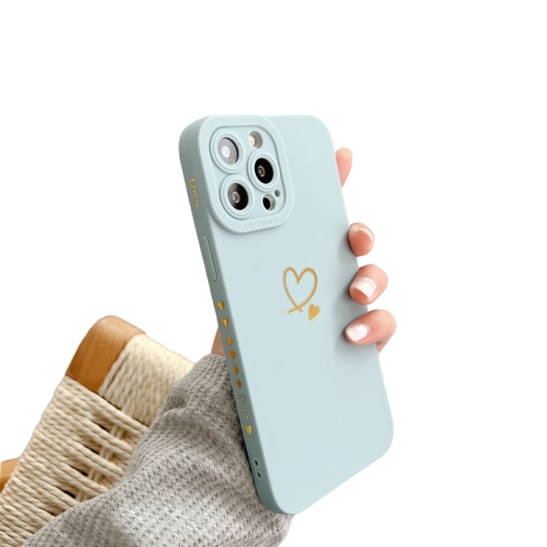 Silikonfodral med hjärta för iPhone 16 Pro Färgglatt silikonfodral med hjärta för iPhone 16 Pro Mjukt fodral med Love-inskription för iPhone 16 Pro turkos