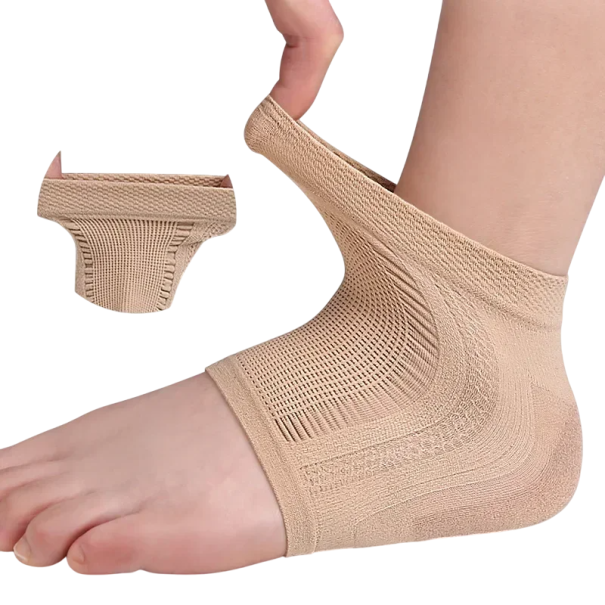 Silikongel-hälklackar 1 par återfuktande nätsockor mot sprickor och torr hud fotvård beige
