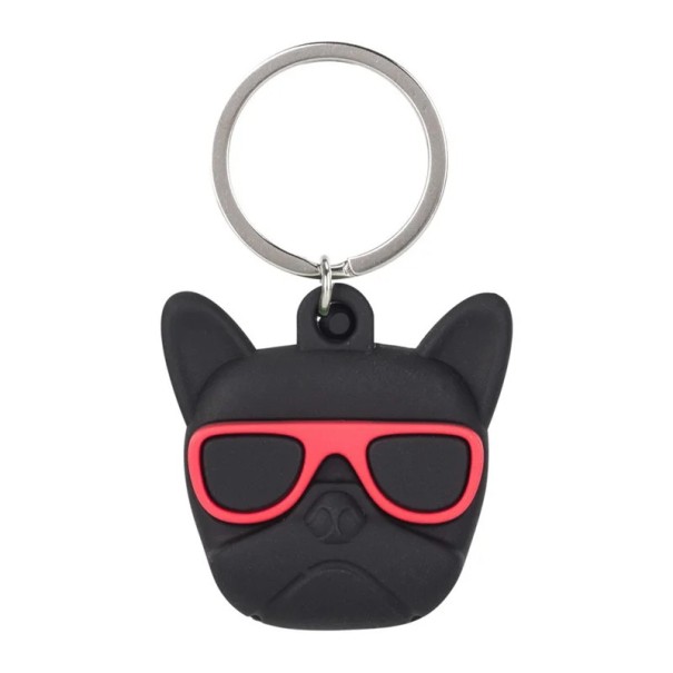 Silikonhülle für Apple AirTag niedlicher schwarzer Hund Cartoon-Design mit Schlüsselanhänger und wasserdichtem Schutz mit Drahtkabel für Gepäck Rucksack 1