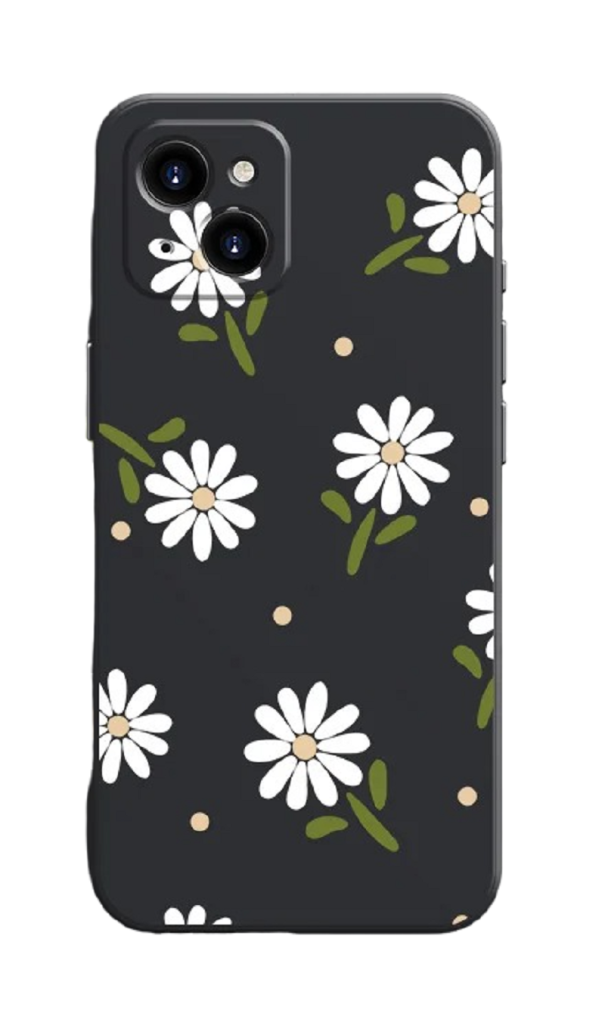 Silikonhülle mit weißem Blumenmotiv für Samsung Galaxy S22 Ultra B2025 schwarz