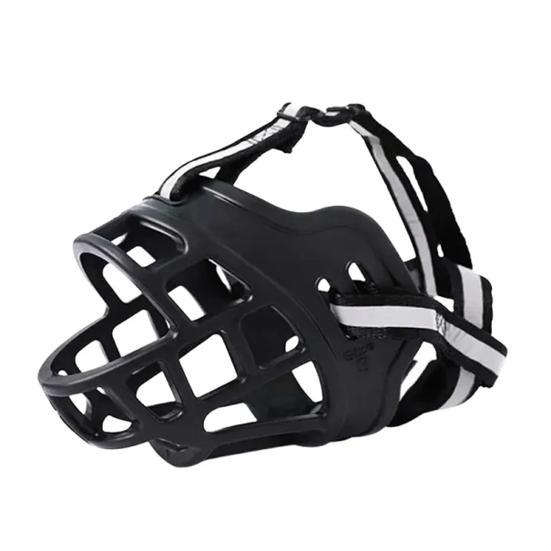 Silikonhundemaulkorb Größe M 21–25 cm Weicher schwarzer verstellbarer Maulkorb aus strapazierfähigem Silikon Tiefe 10 cm Innendurchmesser 26 cm Bequem zu tragen 1