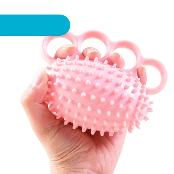 Silikoninen hierontaväline käsille, 3 aukkoa, hierontapiste rulla, stressiä lievittävä väline, 12 cm, 2,5 cm piikit, sininen vaaleanpunainen