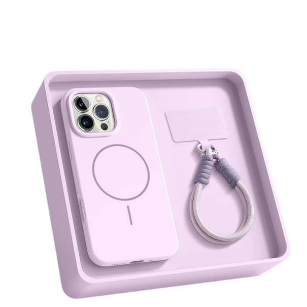 Silikoninen suojakuori rannehihnalla iPhone 17 Air 3-kerroksinen suojaava kuori naarmuja ja iskuja vastaan joustava ergonominen violetti