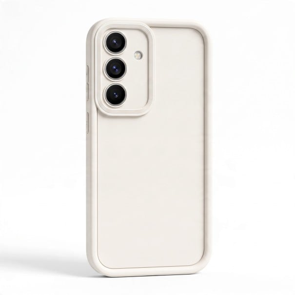 Silikoninen suojakuori Samsung Galaxy S24:lle pyöristetyillä reunoilla kameran suojalla Pehmeä silikonikuori Puhelimen valkoinen