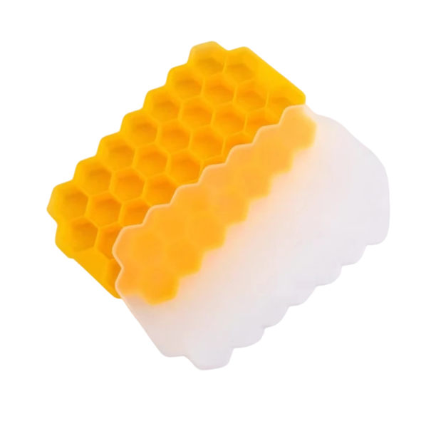 Silikonisform 20,5×12,5 cm Ismaskin med stor kapacitet och lock Livsmedelsgodkänd plast Återanvändbar kubform orange