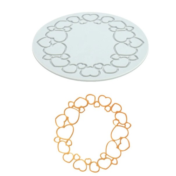 Silikonová forma na kruh ze srdíček 135 mm výška 3 mm pružný silikon světle modrá forma na dorty dezerty zdobení cukrářství 1