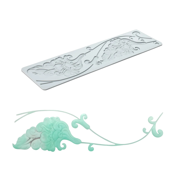 Silikonová forma na květinový dekor 115 x 440 mm pružný silikon světle modrá forma na dorty dezerty zdobení cukrářská pomůcka 1