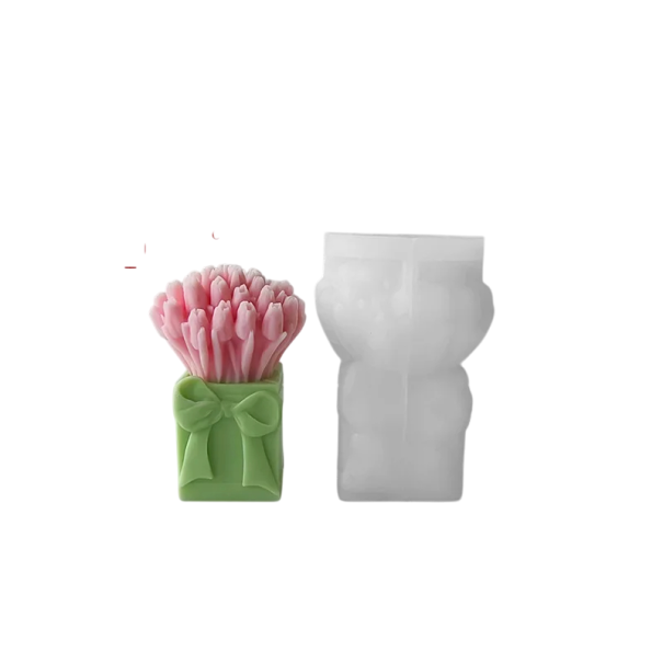 Silikonová forma na výrobu mýdla 11 x 7,5 cm Kytice tulipánů v dárkové krabičce Ruční výroba mýdla svíček odlévání 1