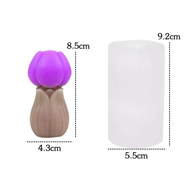 Silikonová forma na výrobu mýdla 9,2 x 5,5 cm Květ Tulipán Ruční výroba mýdla Svíček Pryskyřice DIY odlévání 1