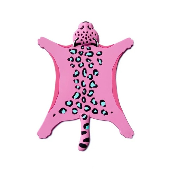 Silikonová podložka pod hrnek s motivem leoparda protiskluzová žáruvzdorná izolovaná podložka 11,5 × 15,5 cm silikonové prostírání do kuchyně růžová