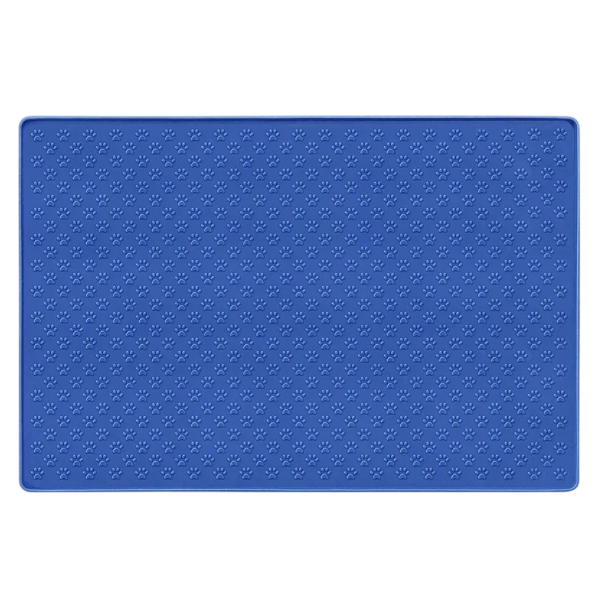 Silikonová podložka pod misky 48 x 30 cm Zvýšený okraj Voděodolná protiskluzová podložka pro psy a kočky na krmivo a vodu modrá