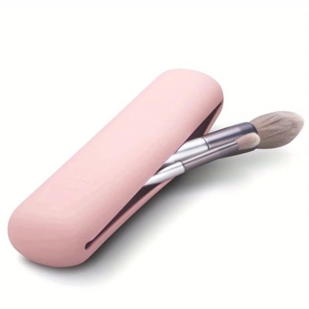 Silikónová taštička na make-up cestovné puzdro 20,5 × 5,5 cm flexibilný materiál na uloženie kozmetiky a štetcov na cesty ružová