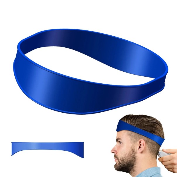 Silikonová zakřivená čelenka na střih vlasů Fade Low Taper Fade DIY nástroj pro přesné linie a zastřihování vlasů modrá