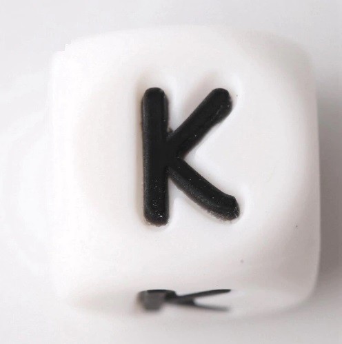 Silikonové korálky abeceda - 100 ks K Silikonové korálky abeceda - 100 ks K