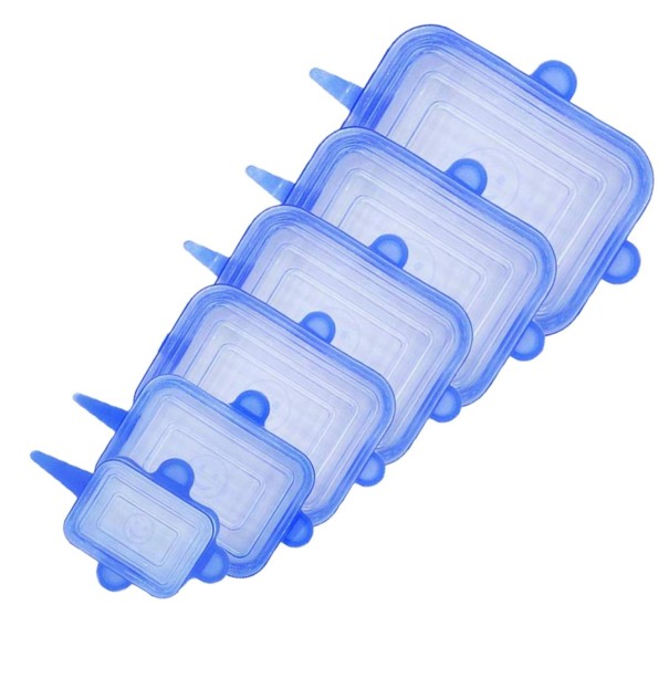 Silikónové obdĺžnikové kryty na misky 6 ks modrá