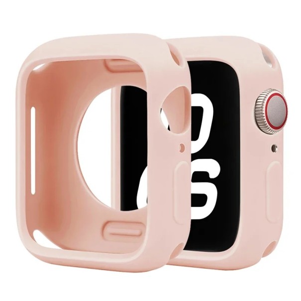 Silikonové pouzdro rámečku pro Apple Watch 42 mm Series 10 11 Ochranný nárazník kryt iWatch měkký silikonový obal nárazuvzdorné pouzdro světle růžová