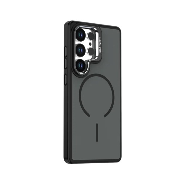 Silikonový kryt pro Samsung Galaxy S24 S vyklápěcím stojánkem Podpora magnetického nabíjení Ochranný obal na mobil černá