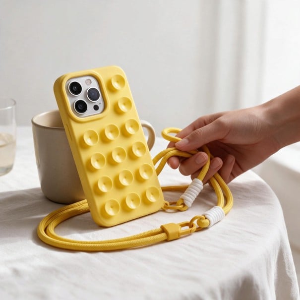 Silikónový kryt s prísavkami a pútkom na iPhone 18 Pro Max Protisklzová úprava Drží na hladkom povrchu Pre videá 1