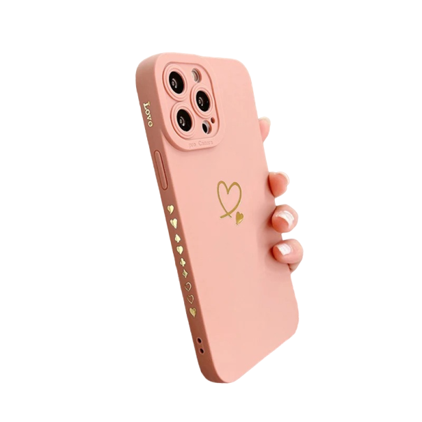 Silikonový kryt se srdcem na iPhone 15 růžová