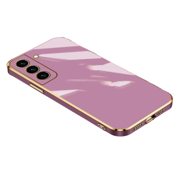 Silikonový kryt se zlatým okrajem na Samsung Galaxy S23 růžová
