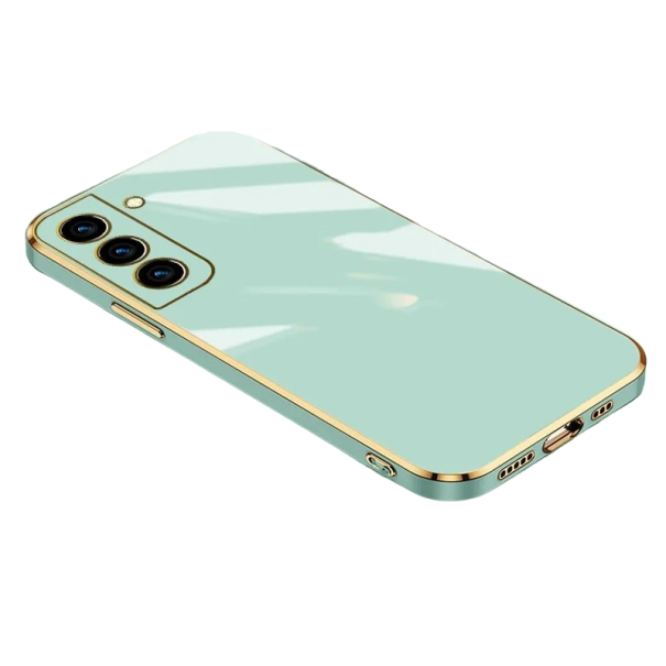 Silikonový kryt se zlatým okrajem na Samsung Galaxy S23 zelená