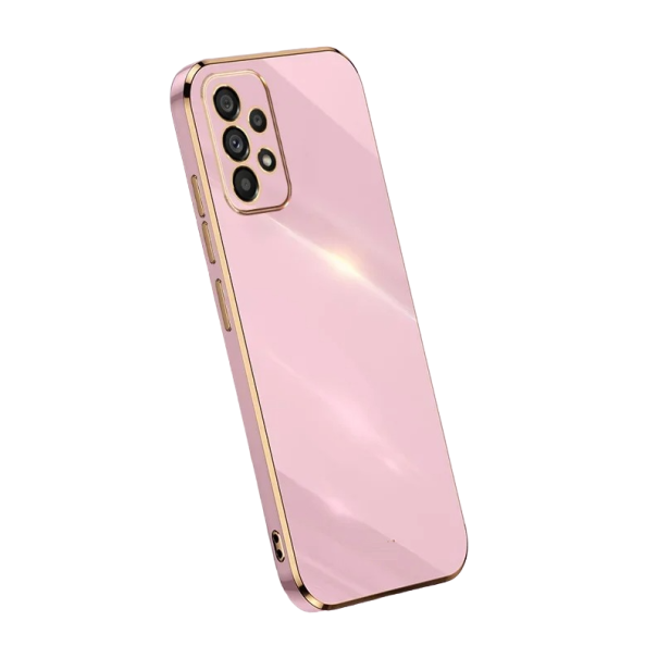Silikónový kryt so zlatými hranami na Samsung Galaxy A54 5G fialová