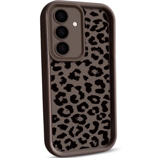 Silikónový ochranný obal na Samsung Galaxy A55 s leopardím vzorom Odolný a pružný Ochrana fotoaparátu Rámeček so stupňami Kryté tlačidlá hnedá