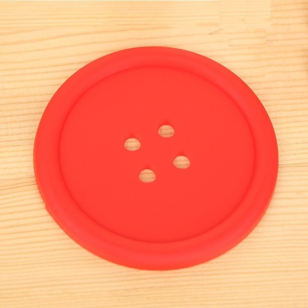Silikónový podtácek v tvare gombíka 5 ks červená
