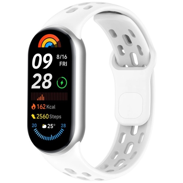 Silikónový priedušný športový remienok pre Xiaomi Mi Band 10 Nastaviteľný pohodlný náramok odolný proti potu ľahký pásik pre každodenné nosenie biela