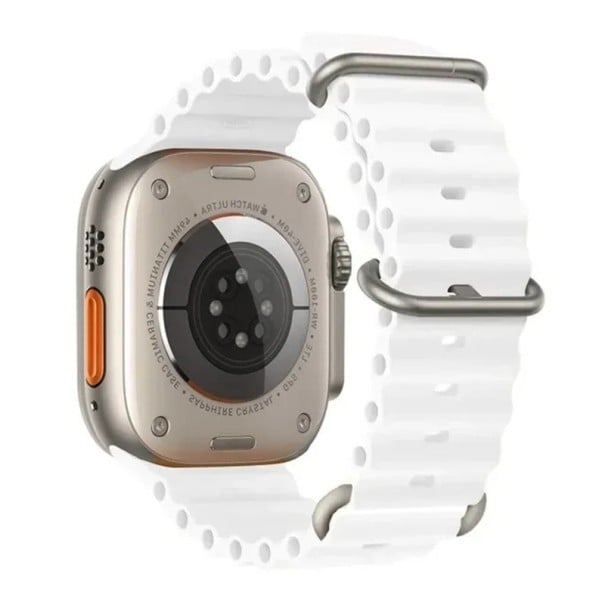 Silikonový řemínek 38 mm 40 mm 41 mm pro Apple Watch Voděodolný pásek s titanovou přezkou Nastavitelná smyčka a vícepolohové zapínání bílá