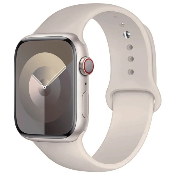 Silikonový řemínek pro Apple Watch Series 9 8 7 6 5 4 3 SE Ultra 2 38 mm - 40 mm - 41 mm M-L Vodotěsný měkký pryžový pásek pro pohodlné celodenní nošení béžová