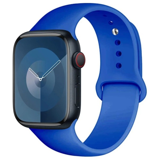 Silikonový řemínek pro Apple Watch Series 9 8 7 6 5 4 3 SE Ultra 2 38 mm - 40 mm - 41 mm M-L Vodotěsný měkký pryžový pásek pro pohodlné celodenní nošení svítivě modrá