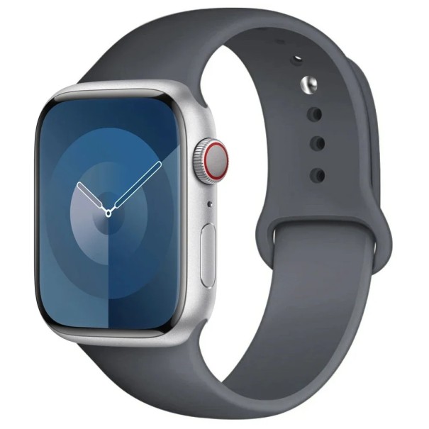 Silikonový řemínek pro Apple Watch Series 9 8 7 6 5 4 3 SE Ultra 2 49 mm - 42 - 44 - 45 mm M-L Vodotěsný měkký pryžový pásek pro pohodlné celodenní nošení šedá