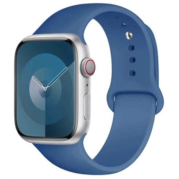 Silikonový řemínek pro Apple Watch Series 9 8 7 6 5 4 3 SE Ultra 2 49 mm - 42 - 44 - 45 mm M-L Vodotěsný měkký pryžový pásek pro pohodlné celodenní nošení šedo-modrá
